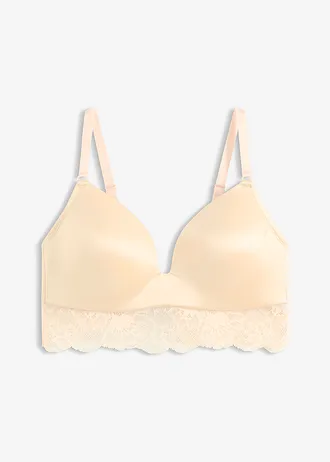 Voorgevormde bh zonder beugels met sierlijk kant • parelbeige • bonprix online shop