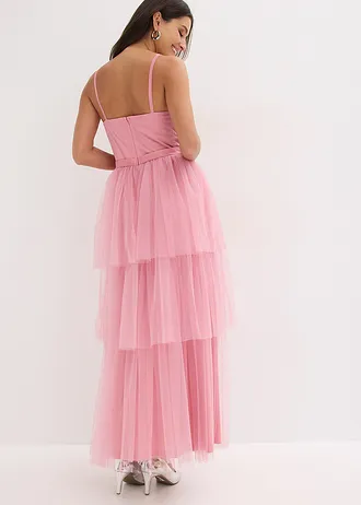 Robe de soirée avec haut en dentelle et jupe en tulle fin • orchidée fumé • Boutique bonprix