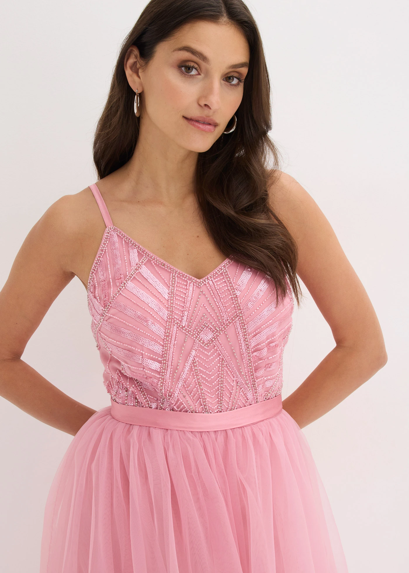 Rochie de seară cu dantelă și fustă din tul fin • violet-orhidee fumuriu • magazin bonprix