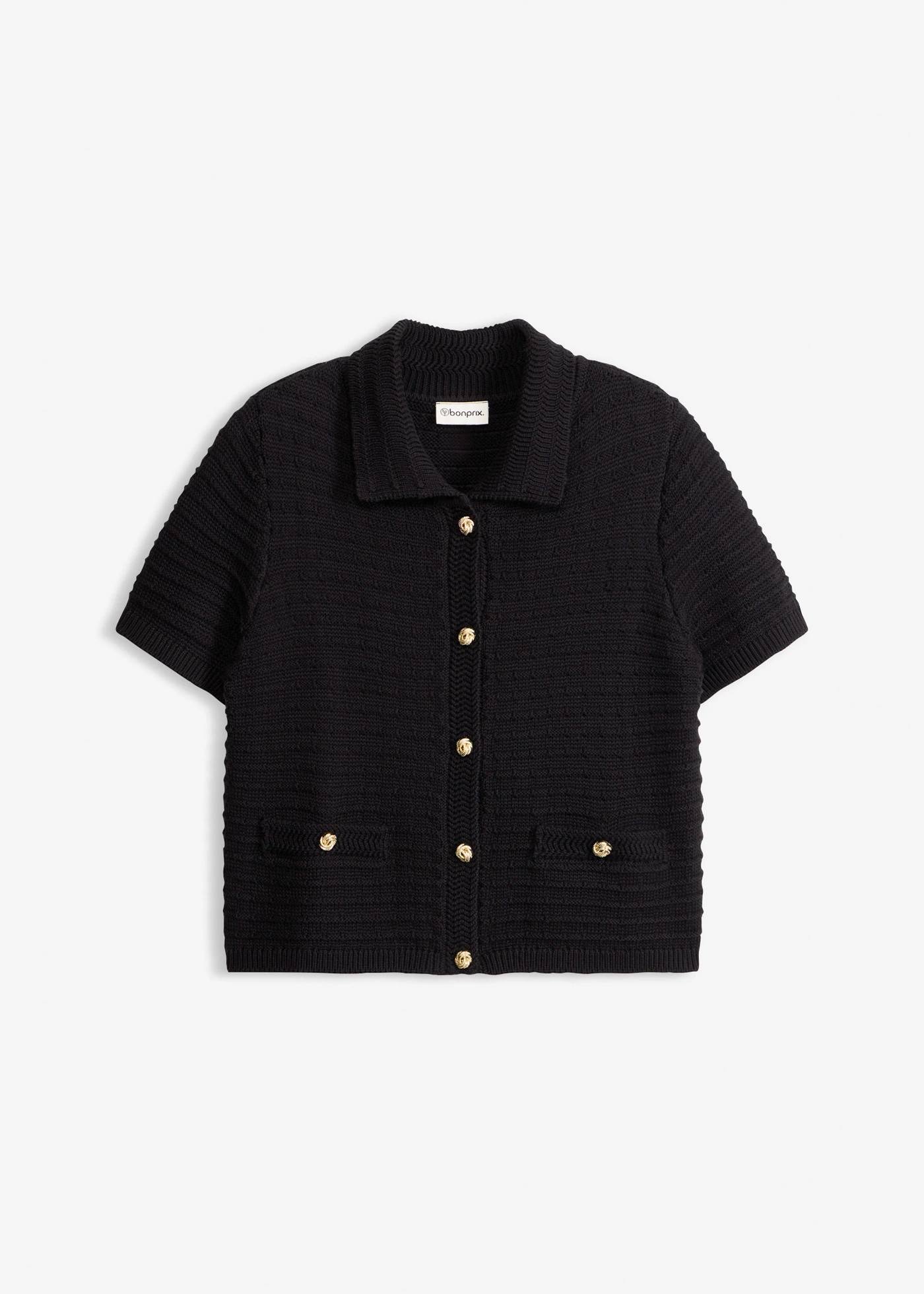 Gilet en maille à boutons décoratifs • noir • Boutique bonprix