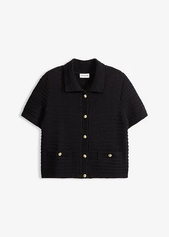 Gilet en maille à boutons décoratifs • noir • Boutique bonprix