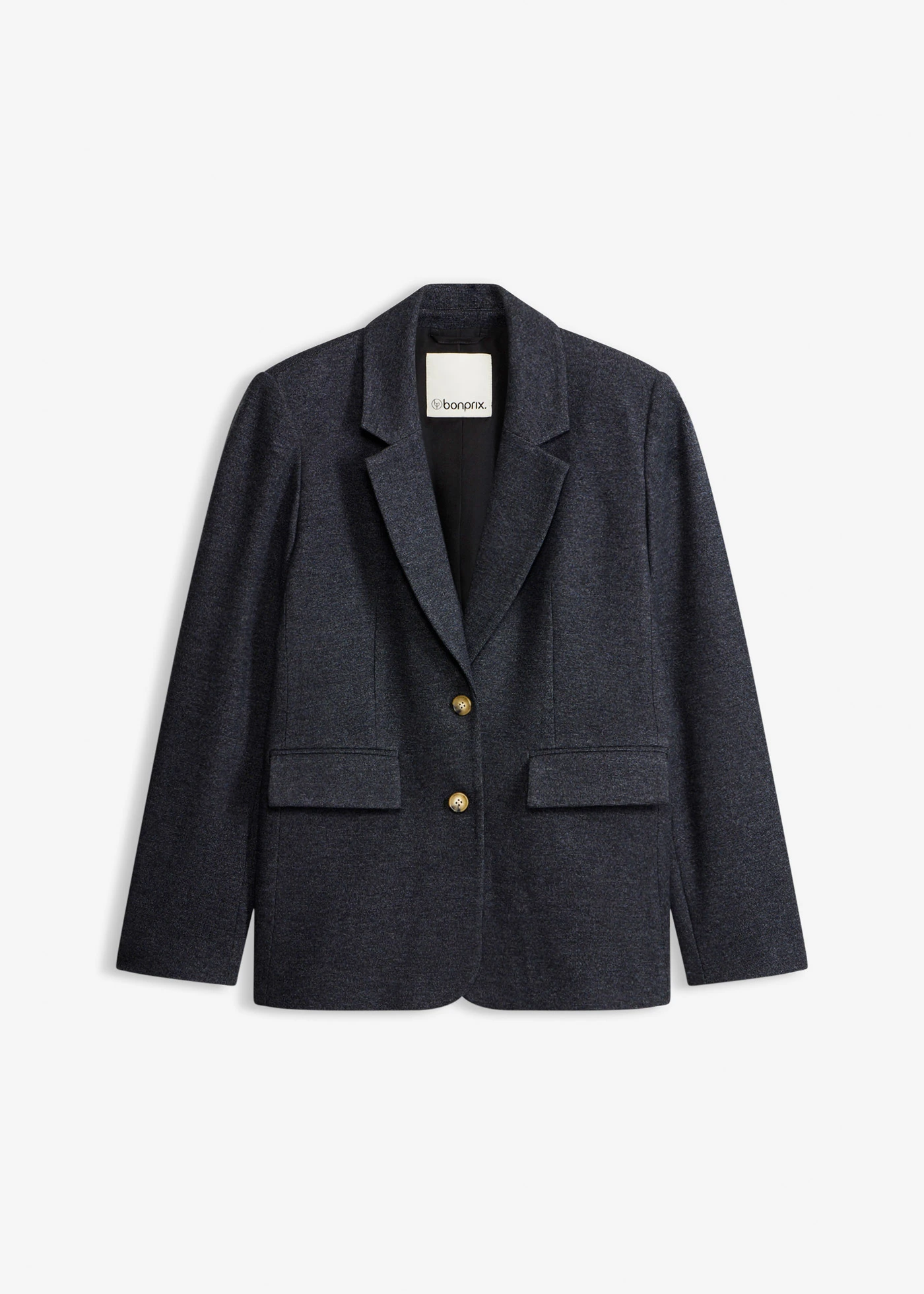 Stretch blazer met één rij knopen • donkerblauw gemêleerd • bonprix online shop