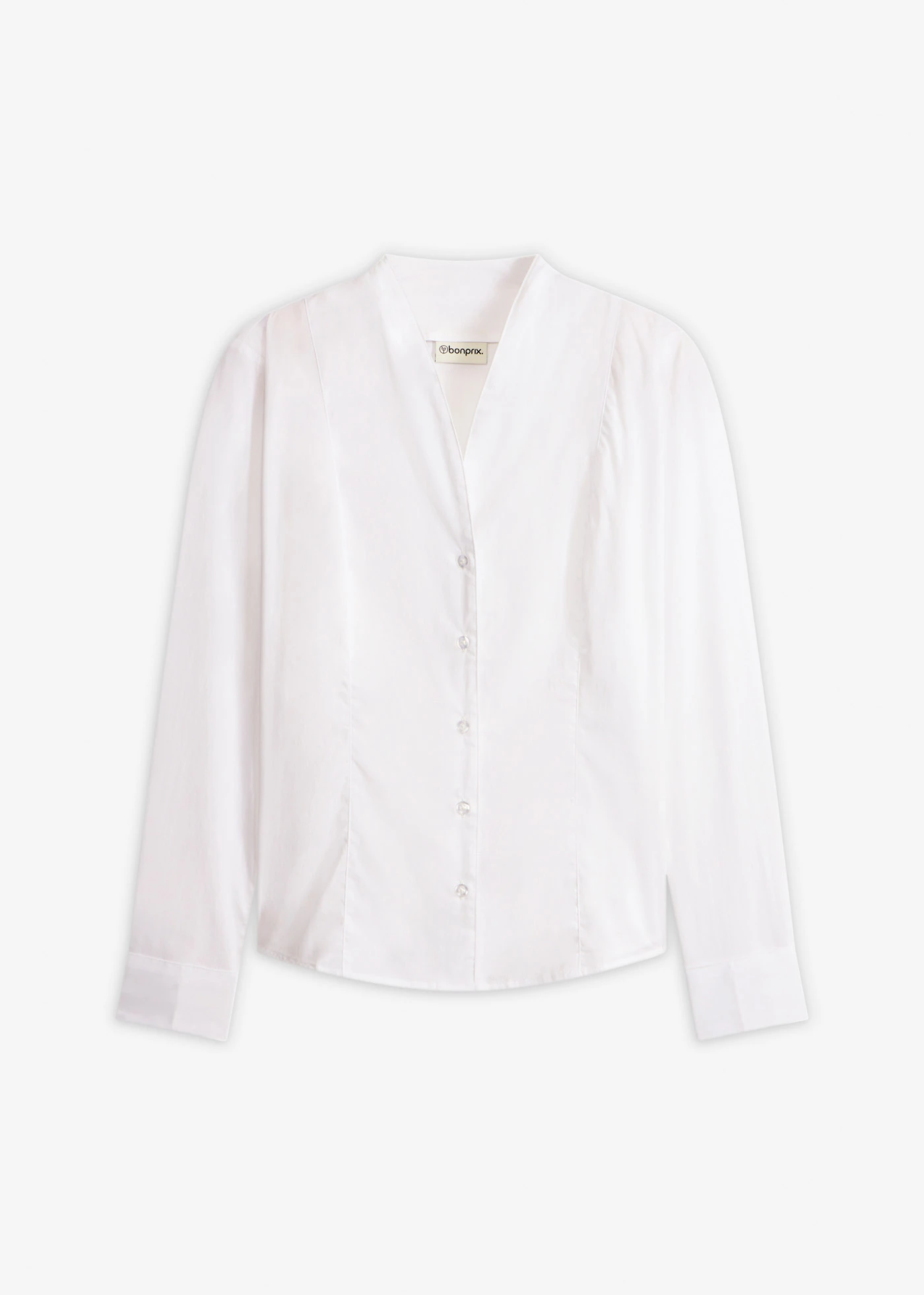 Popeline stretch blouse met kelkvormige kraag en licht transparant • wit • bonprix online shop