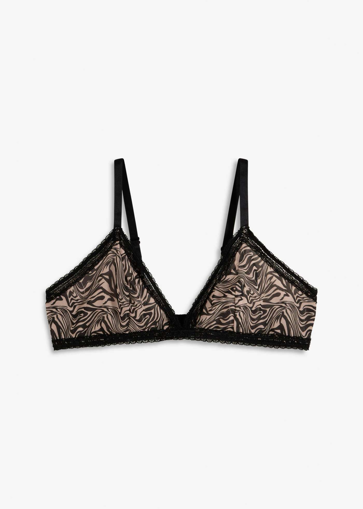 Soutien-gorge triangle sans armatures, en mesh imprimé • noir-zèbre • Boutique bonprix