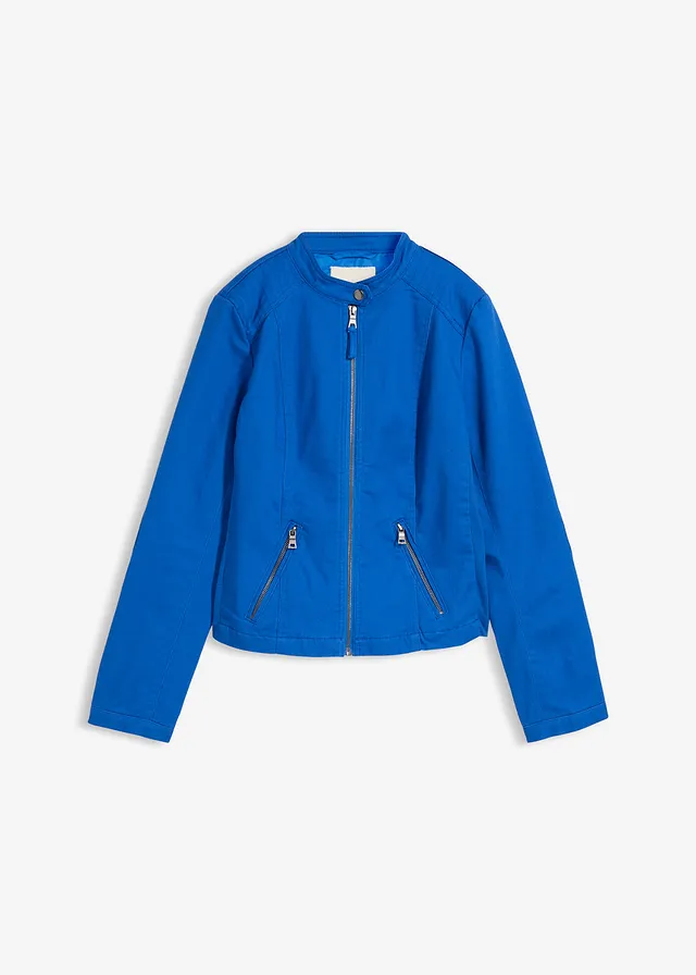 Jack van katoenen twill met stretch inzetten opzij