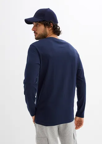 T-shirt manches longues 100% coton • bleu foncé imprimé • Boutique bonprix