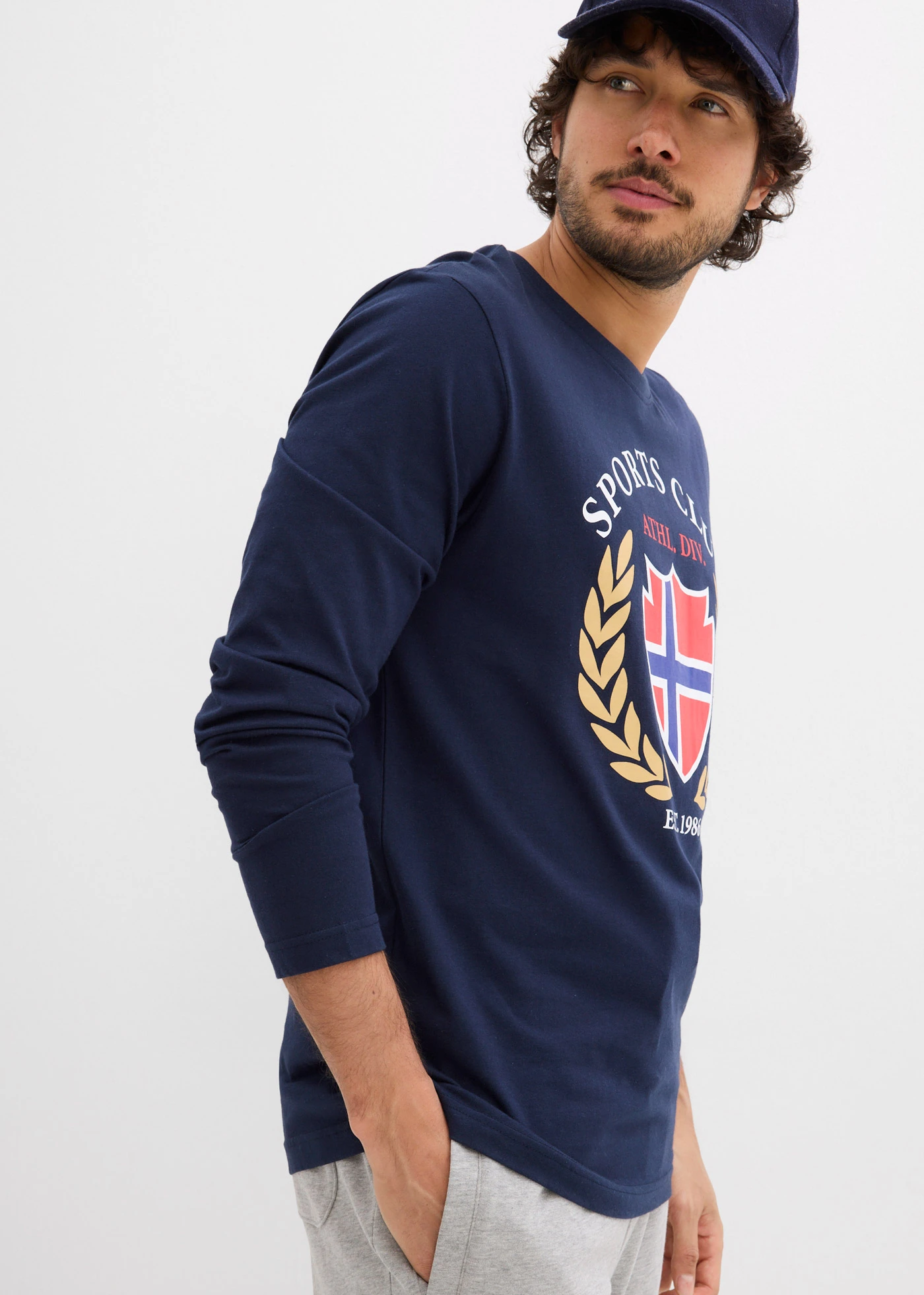 Bluză cu mâneci lungi din bumbac 100% • bleumarin • magazin bonprix