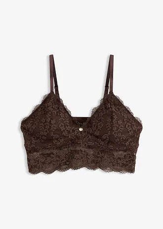 Bralette zonder beugels met gebloemd kant • donkerbruin • bonprix online shop