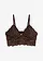 Bralette zonder beugels met gebloemd kant, Kleur: donkerbruin