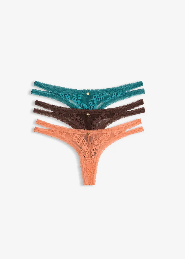 Lot de 3 tangas à dentelle florale