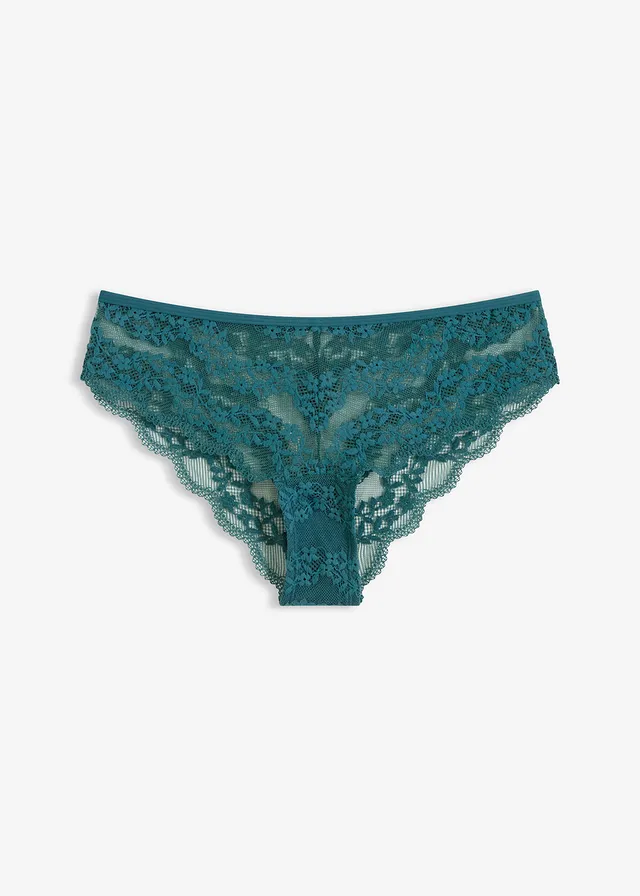 Braziliaanse slip met bloemenkant • pepergroen • bonprix online shop