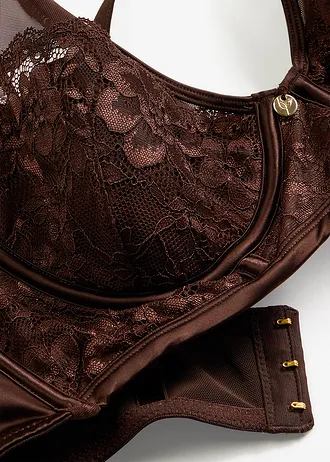 Sutien vătuit, cu dantelă delicată • maro închis • magazin bonprix