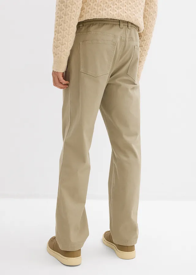 Strečové nohavice Relaxed Fit, komfortný pás, rovné • new khaki • obchod bonprix