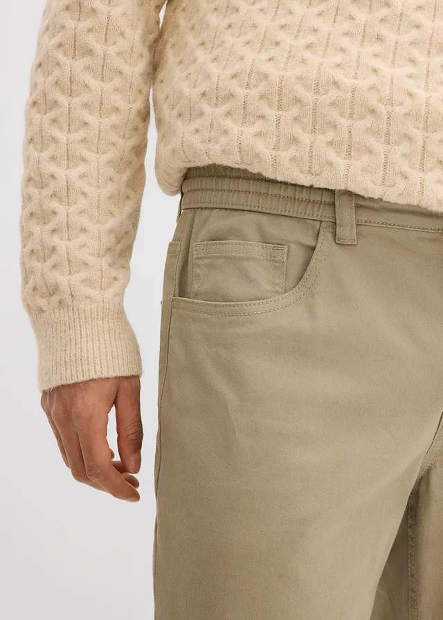 Strečové nohavice Relaxed Fit, komfortný pás, rovné • new khaki • obchod bonprix