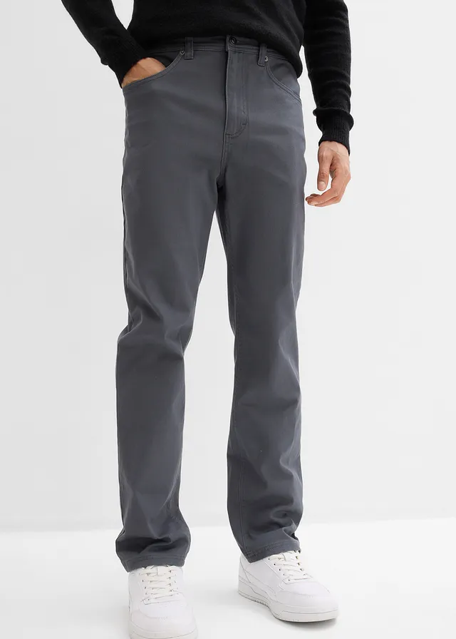 Classic fit stretchbroek met comfortabele tailleband, straight, Kleur: donkergrijs