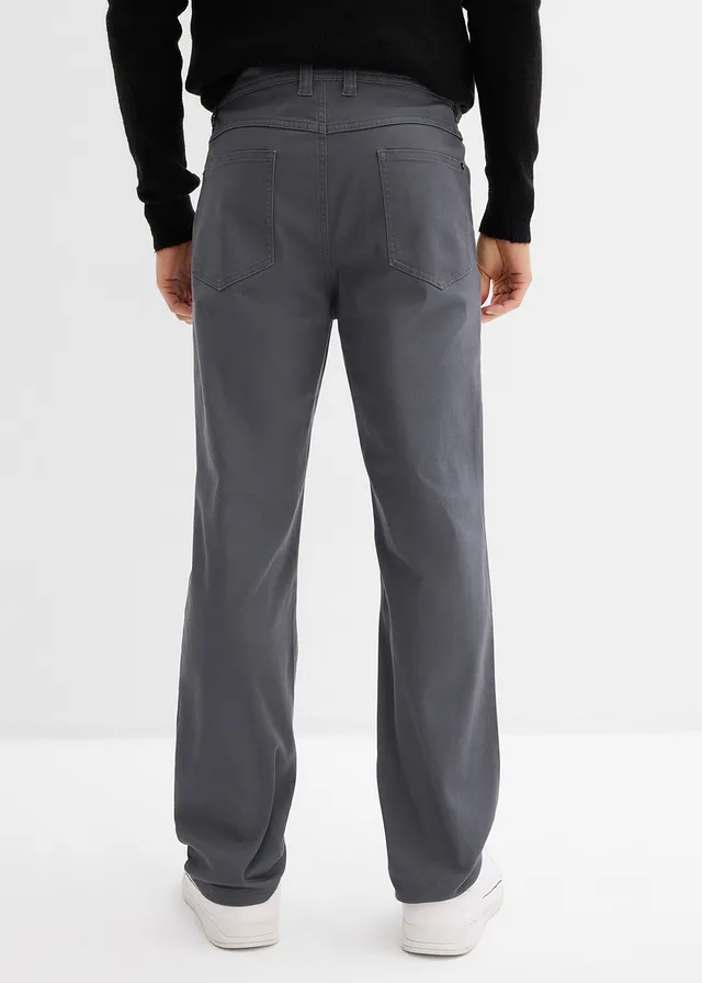 Classic fit stretchbroek met comfortabele tailleband, straight, Kleur: donkergrijs