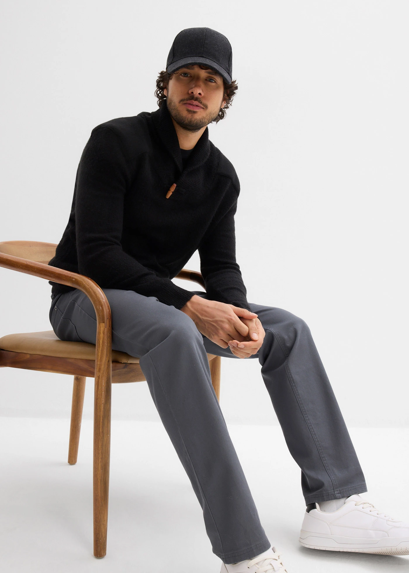 Strečové kalhoty Classic Fit s pružným pasem, Straight • tmavě šedá • bonprix obchod