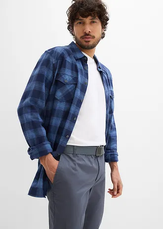 Regular fit stretch chino met comfortabele tailleband en met riem, straight • donkergrijs • bonprix online shop