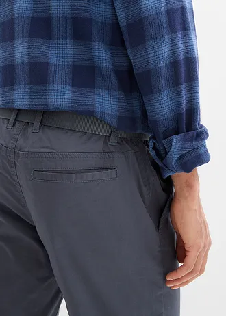Spodnie chinosy o kroju regular fit z elastyczną gumką w talii i paskiem, straight • ciemnoszary • sklep bonprix