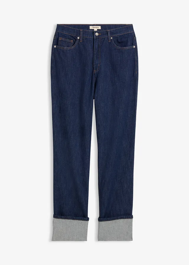Loose fit straight jeans, high waist • diepblauw denim ongewassen • bonprix online shop