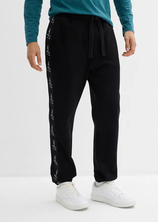 Pantalon de jogging 100% coton, loose, Couleur: noir
