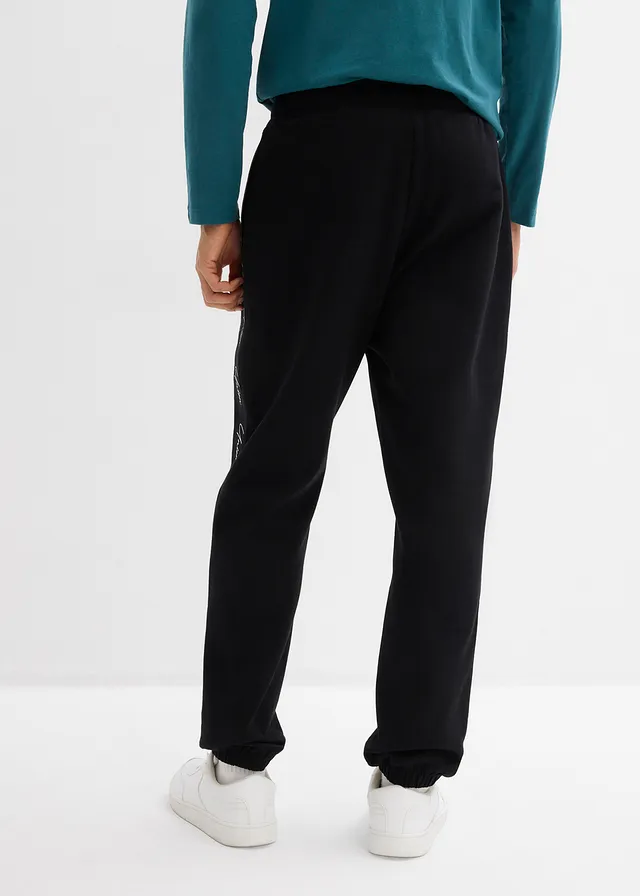 Pantalon de jogging 100% coton, loose, Couleur: noir