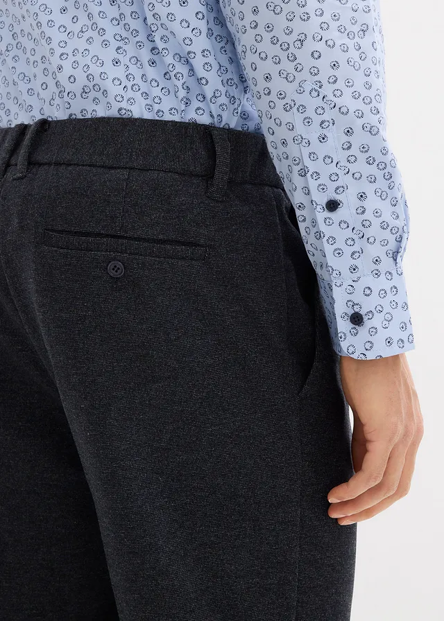 Tapered stretchpantalon met comfortband, regular fit • donkerblauw gemêleerd • product-page.page-title-suffix