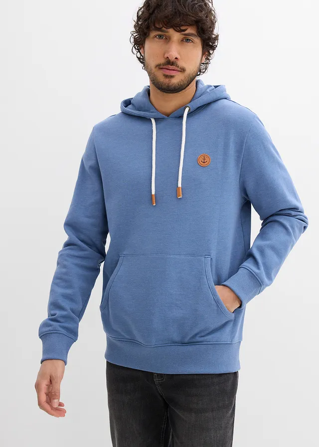 Sweat à capuche, Couleur: bleu jean chiné