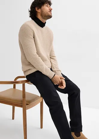 Regular Fit chino sztreccsnadrág kényelmes derékpánttal és övvel, Straight • fekete • bonprix áruház