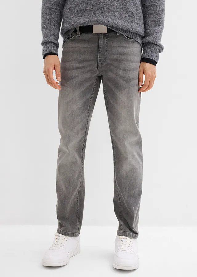 Jean extensible regular avec ceinture, droit • gris denim • product-page.page-title-suffix