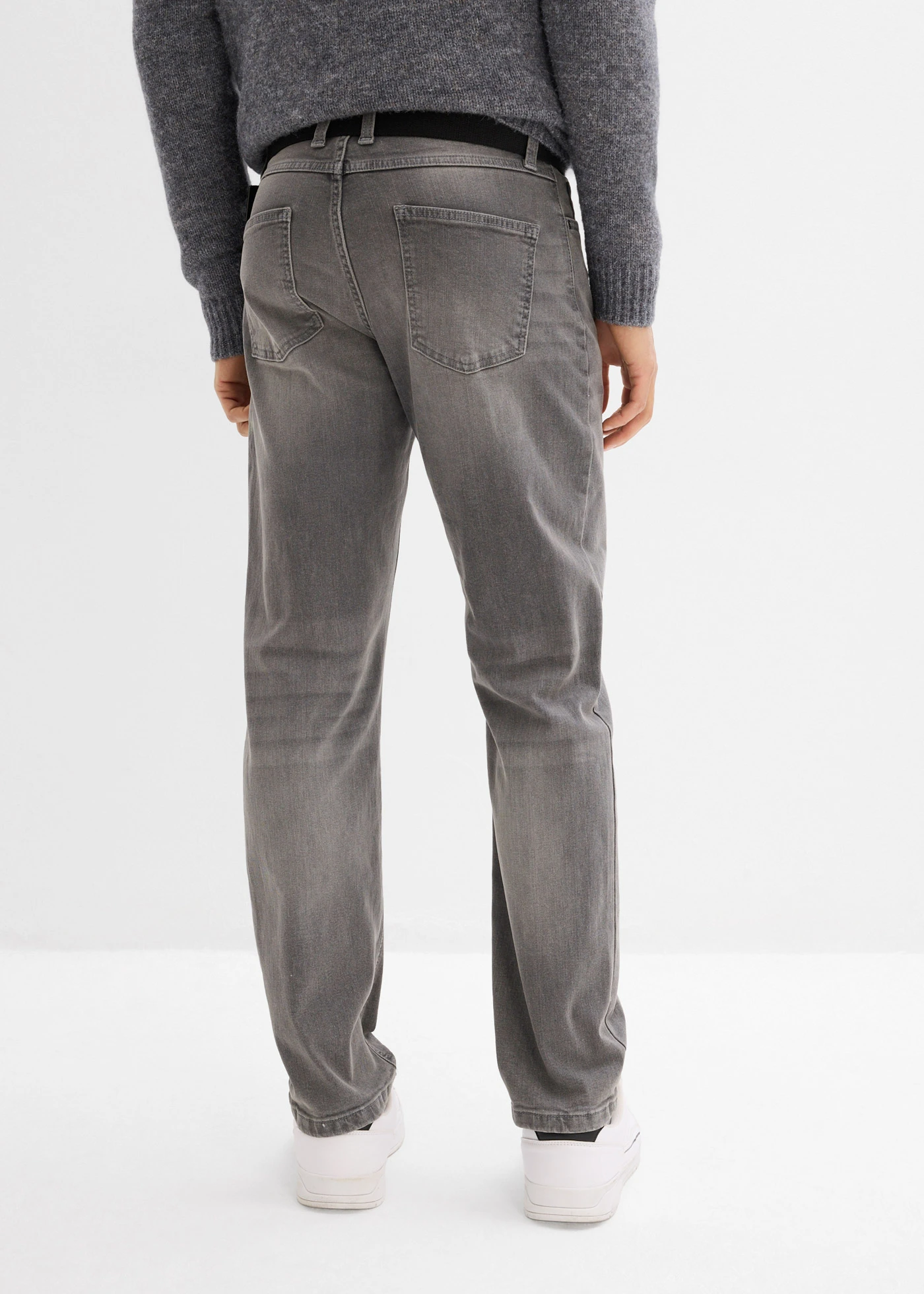 Regular fit jeans met riem, straight • grey denim • bonprix online shop