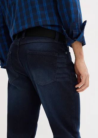 Blugi stretch cu curea, straight, Regular Fit • bleumarin denim • magazin bonprix