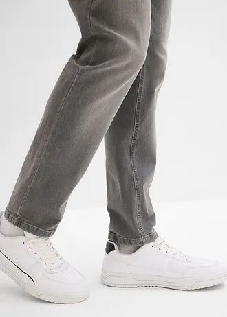 Regular fit jeans met riem, straight • grey denim • bonprix online shop