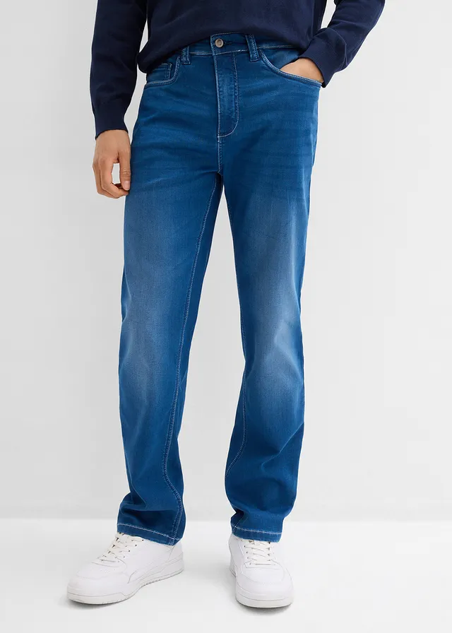 Jean jogging classique, droit, Couleur: bleu denim