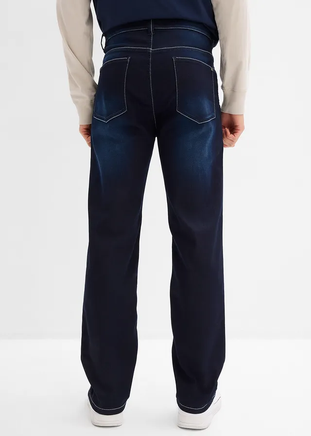 Classic fit jeans joggingbroek, straight, Kleur: donkerblauw denim
