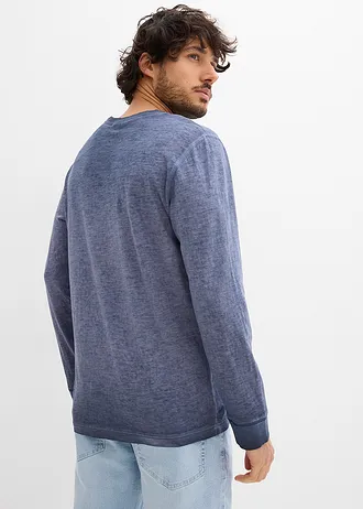 Lot de 2 T-shirts manches longues • bleu foncé+gris vert • Boutique bonprix