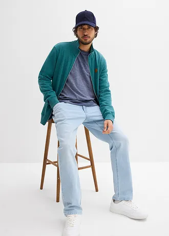 Bluză cu mâneci lungi din bumbac organic (2 buc./set) • bleumarin+gri-verde • magazin bonprix