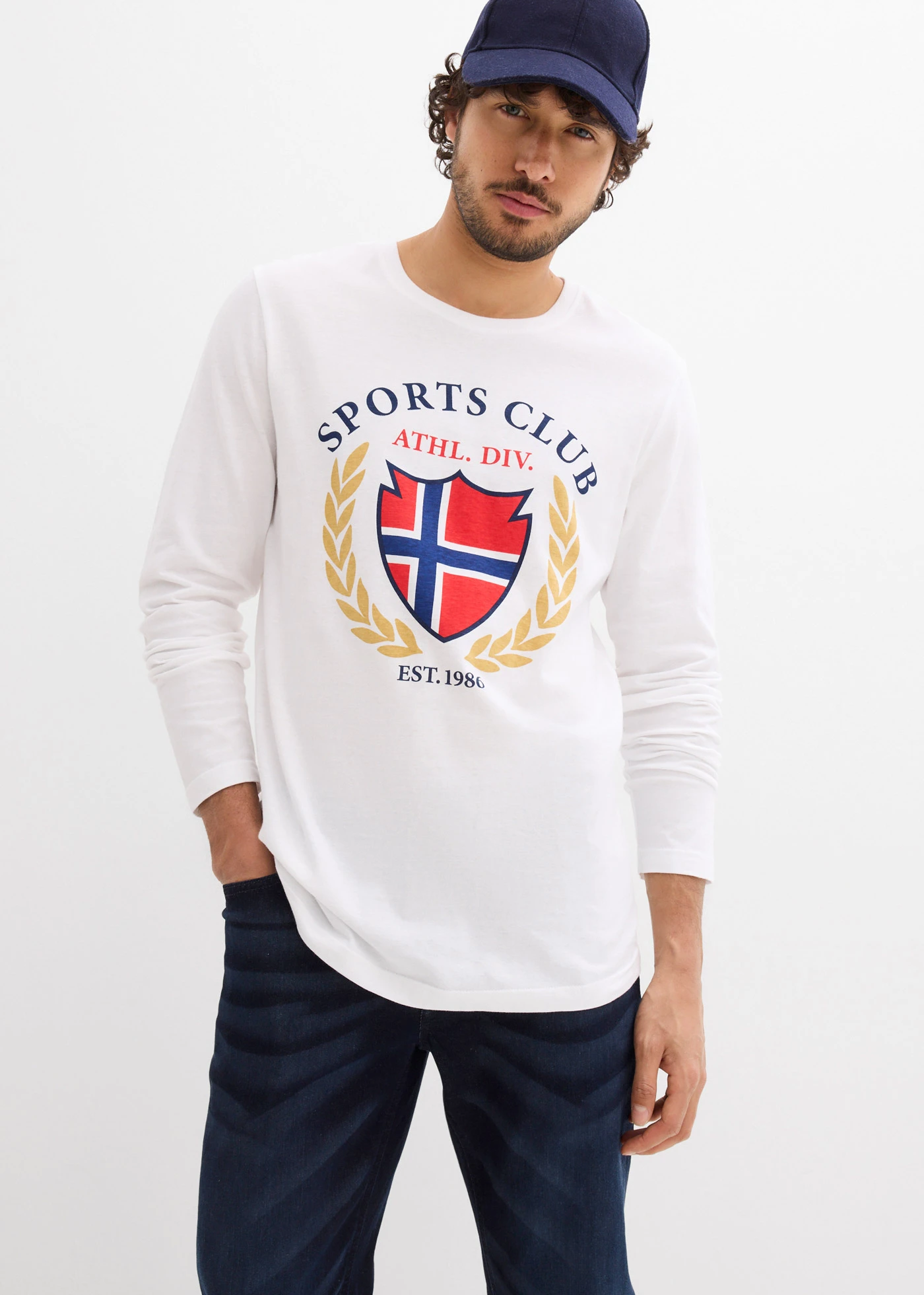 Longsleeve van puur katoen • wit met print • bonprix online shop