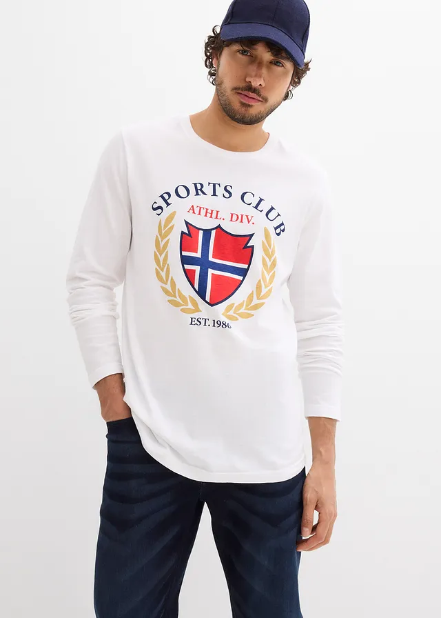 T-shirt manches longues 100% coton • blanc imprimé • product-page.page-title-suffix