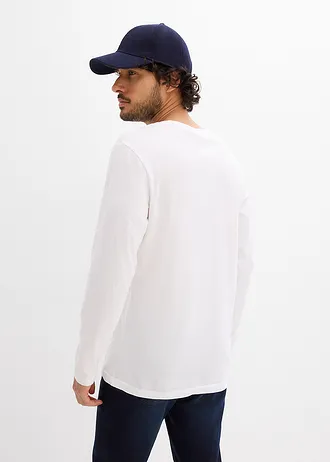 T-shirt manches longues 100% coton, Couleur: blanc imprimé