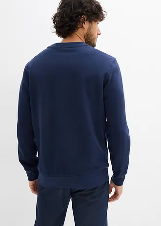 Sweater van puur katoen, Kleur: donkerblauw met print