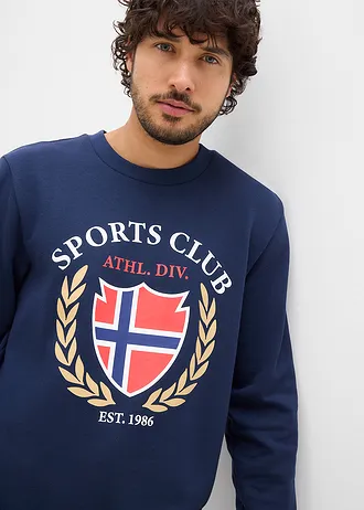 Bluza z czystej bawełny • granatowy z nadrukiem • sklep bonprix