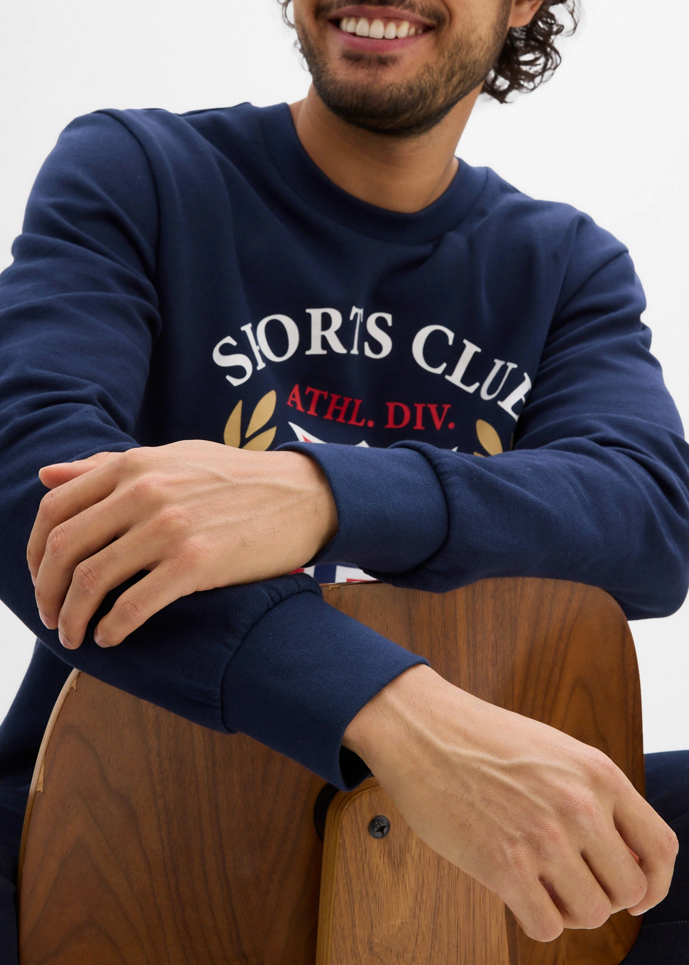 Sweat-shirt 100% coton • bleu foncé imprimé • Boutique bonprix