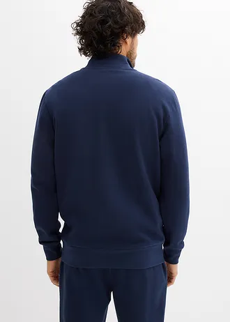 Sweater met schipperskraag van puur biologisch katoen, Kleur: donkerblauw met print