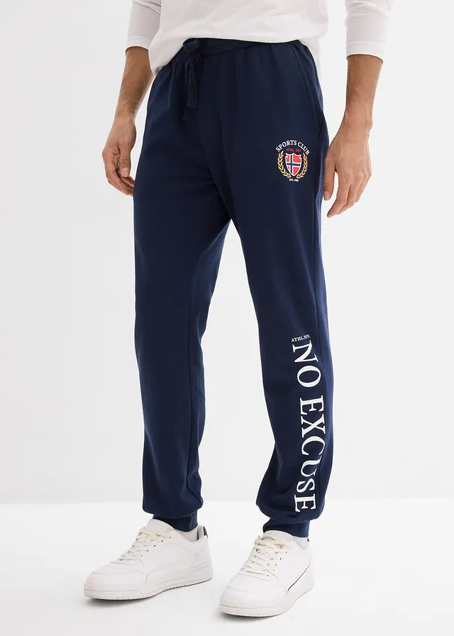 Pantaloni de jogging din bumbac 100%, culoare: bleumarin cu imprimeu