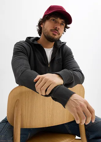 Bluza rozpinana z kapturem i efektem wytarcia • czarny "used" • sklep bonprix