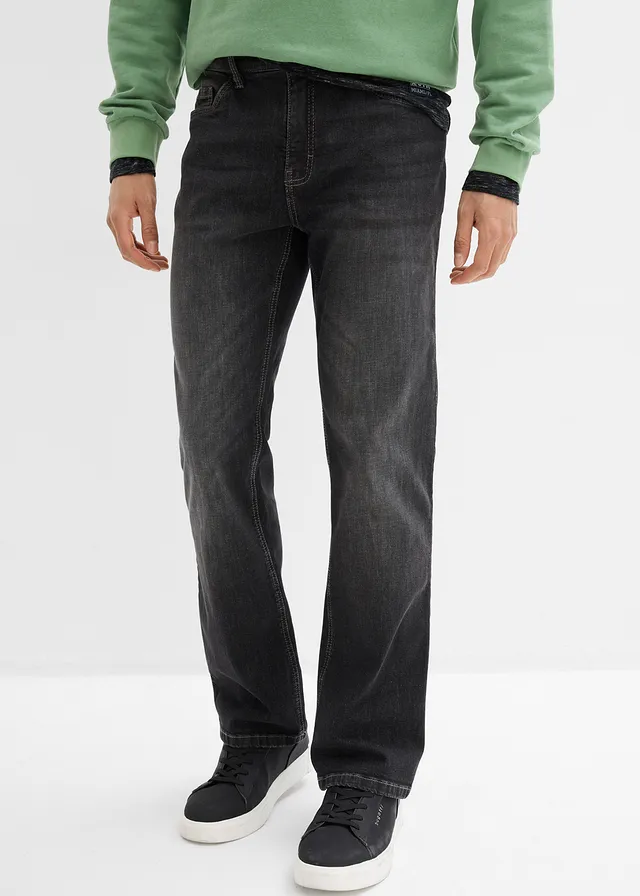 Regular fit jeans, bootcut, Kleur: zwart denim