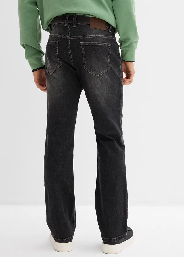Jeansy regular fit, o kroju bootcut • czarny denim • sklep bonprix