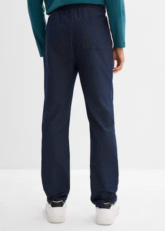 Joggingbroek in denimlook, Kleur: donkerblauw