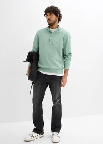 Sweater van biologisch katoen met knoopsluiting • pastelgroen • bonprix online shop